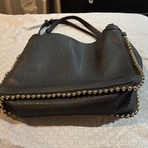 Jessica Simpson Black Shoulder Bag with Gold Accents